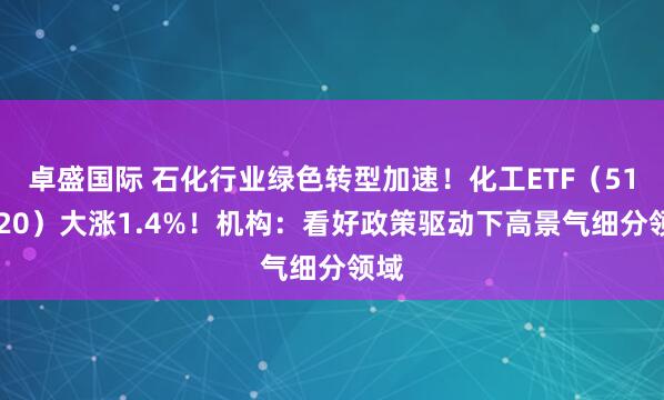 卓盛国际 石化行业绿色转型加速!化工ETF(516020)大涨1.4%!机构:看好政策驱动下高景气细分领域